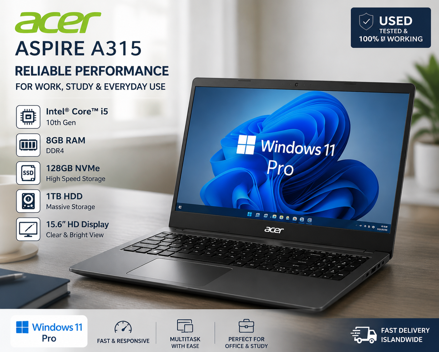Acer Aspire A315 – Intel Core i5 10th Gen Laptop (Korean Used)