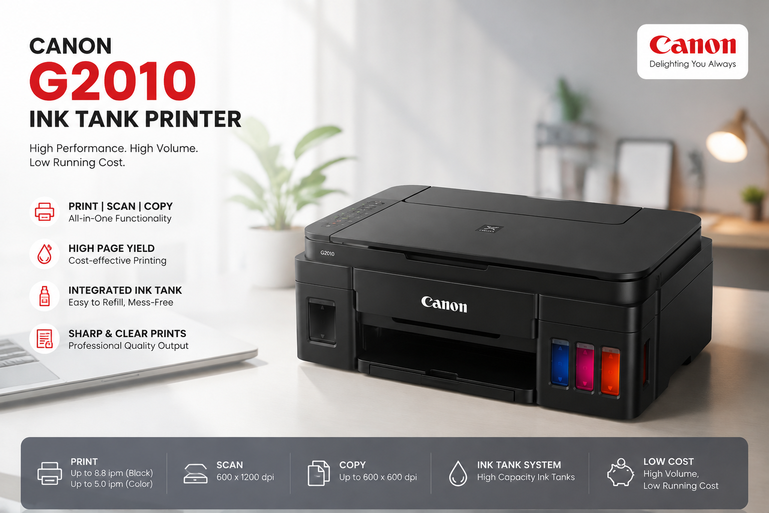 Canon PIXMA G2010 – All-in-One Ink Tank Printer